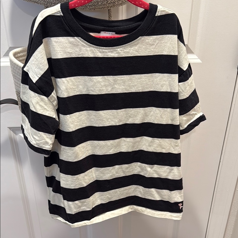 Hanna Andersson Black and White Striped Kids Shirt size 10